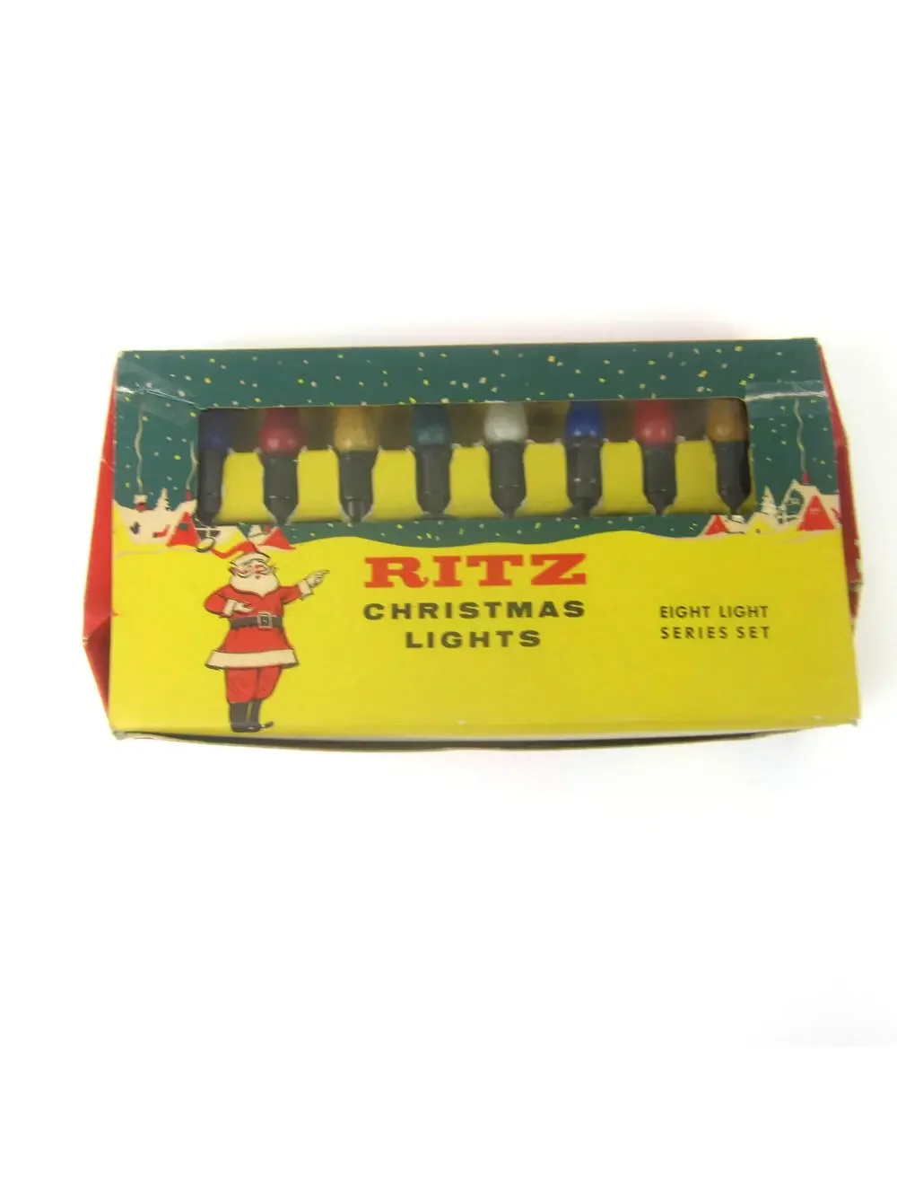Vintage Ritz Christmas Lights 8 String Set & Original Box Blue Red Yellow WORKS